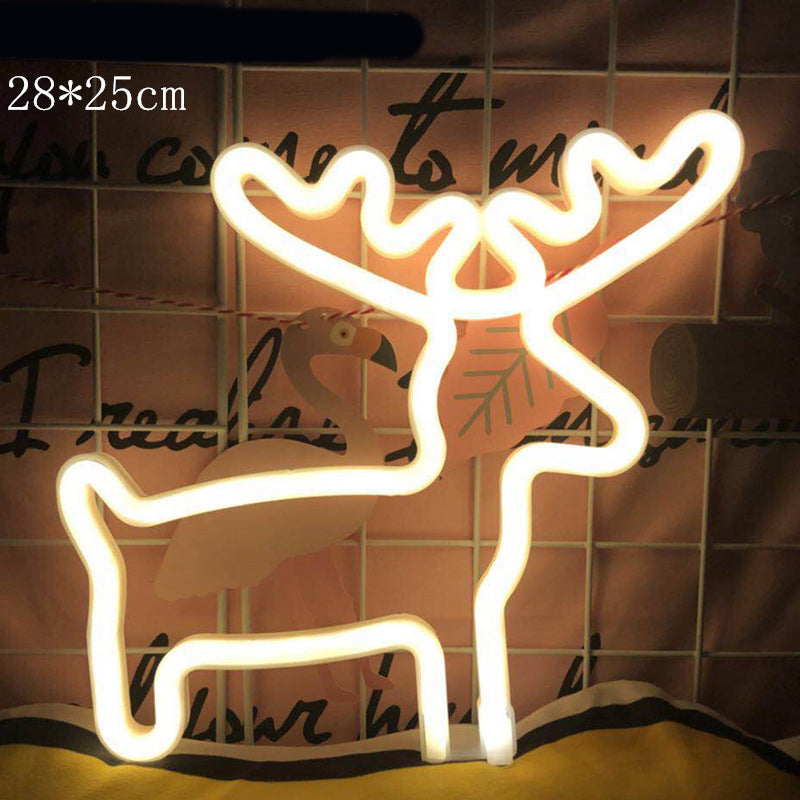 LED Flamingo and Cactus Neon Light Decor