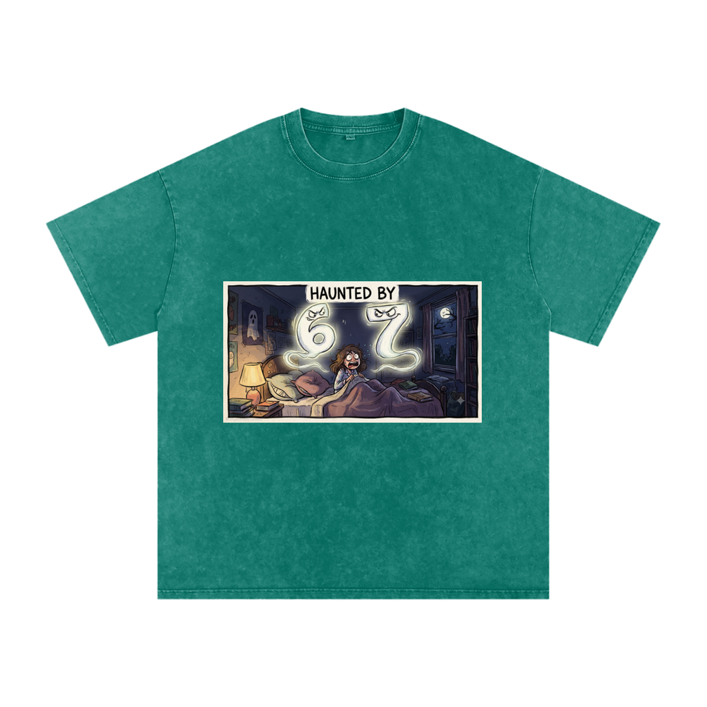 Snow Washed Oversized Cotton T-Shirt | HAUNTED BY 6 7