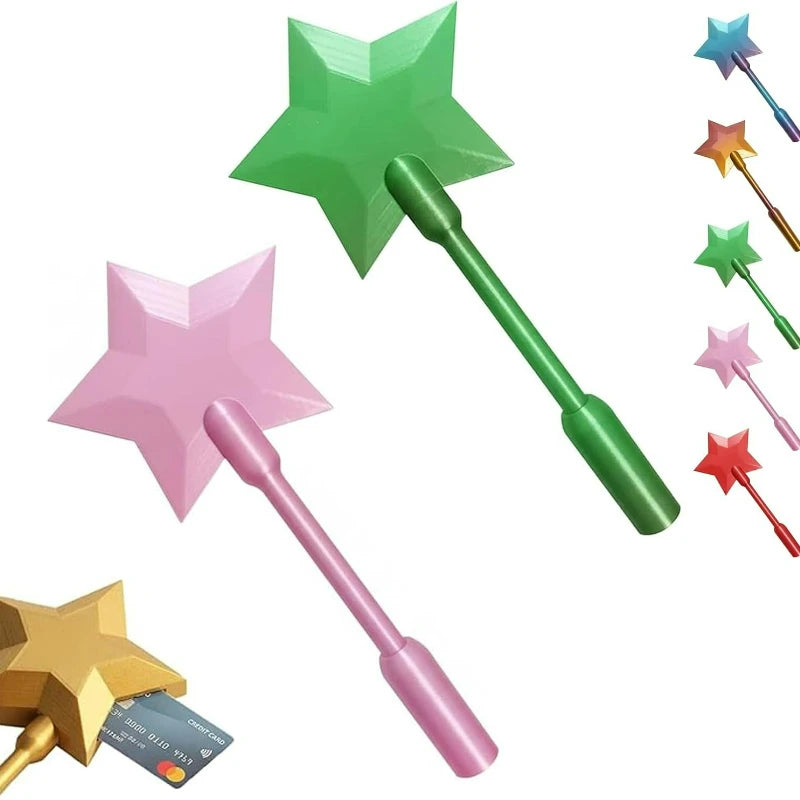 Magic Star Design Wand Shaped Card Holder, Portable Credit Card Case, Lightweight Stylish Contactless Payment ETC Card Organizer