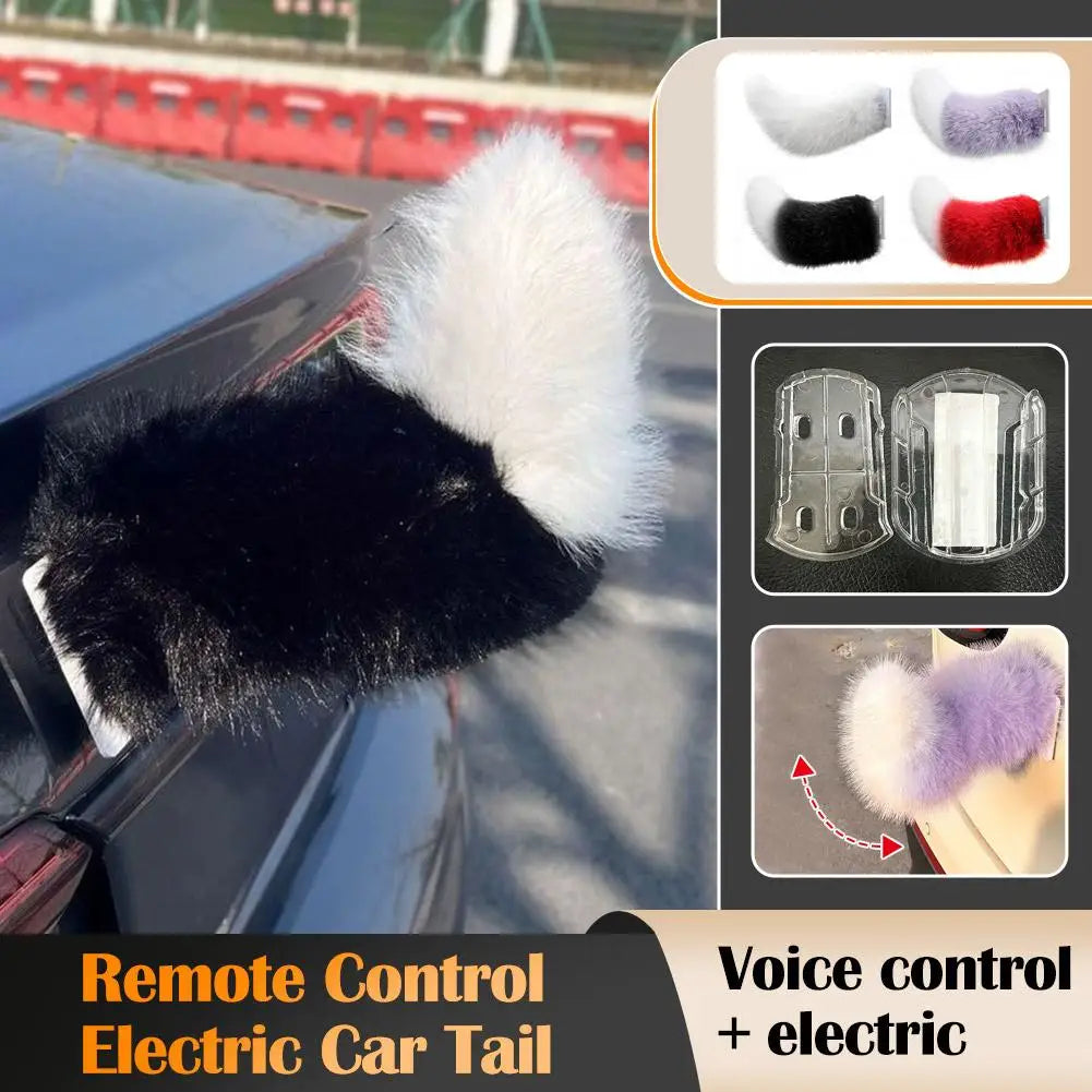 Sound-Activated Electric Plush Tail with Remote Control Moving  Swinging Decorative Tail for Car Interior Auto Accessories