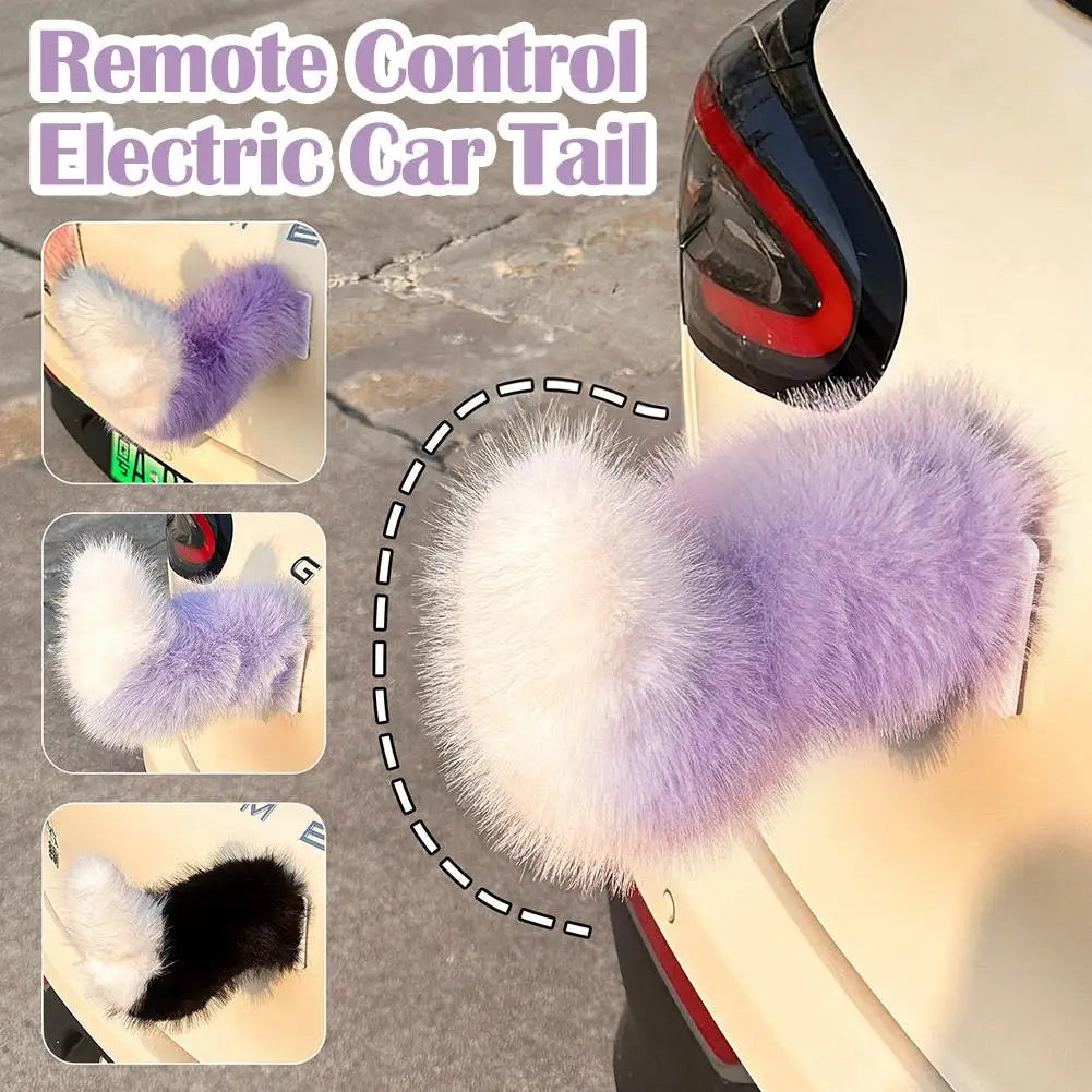 Sound-Activated Electric Plush Tail with Remote Control Moving  Swinging Decorative Tail for Car Interior Auto Accessories