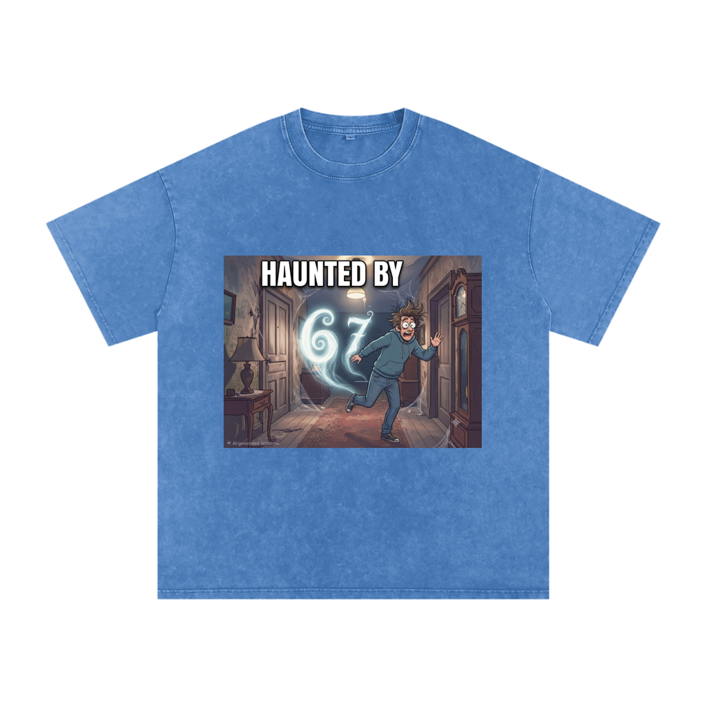 Snow Washed Oversized Cotton T-Shirt | HAUNTED BY 6 7